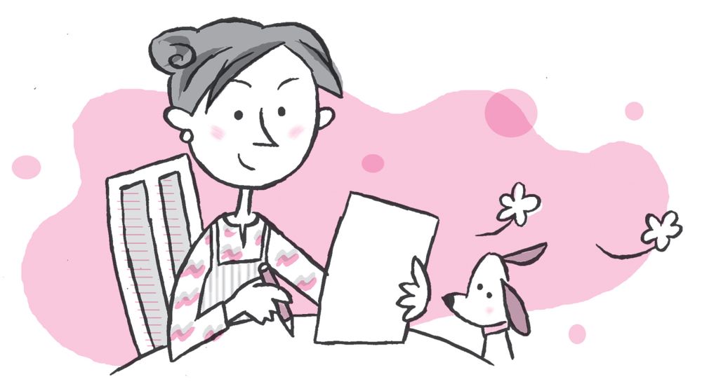 手紙を書く女性